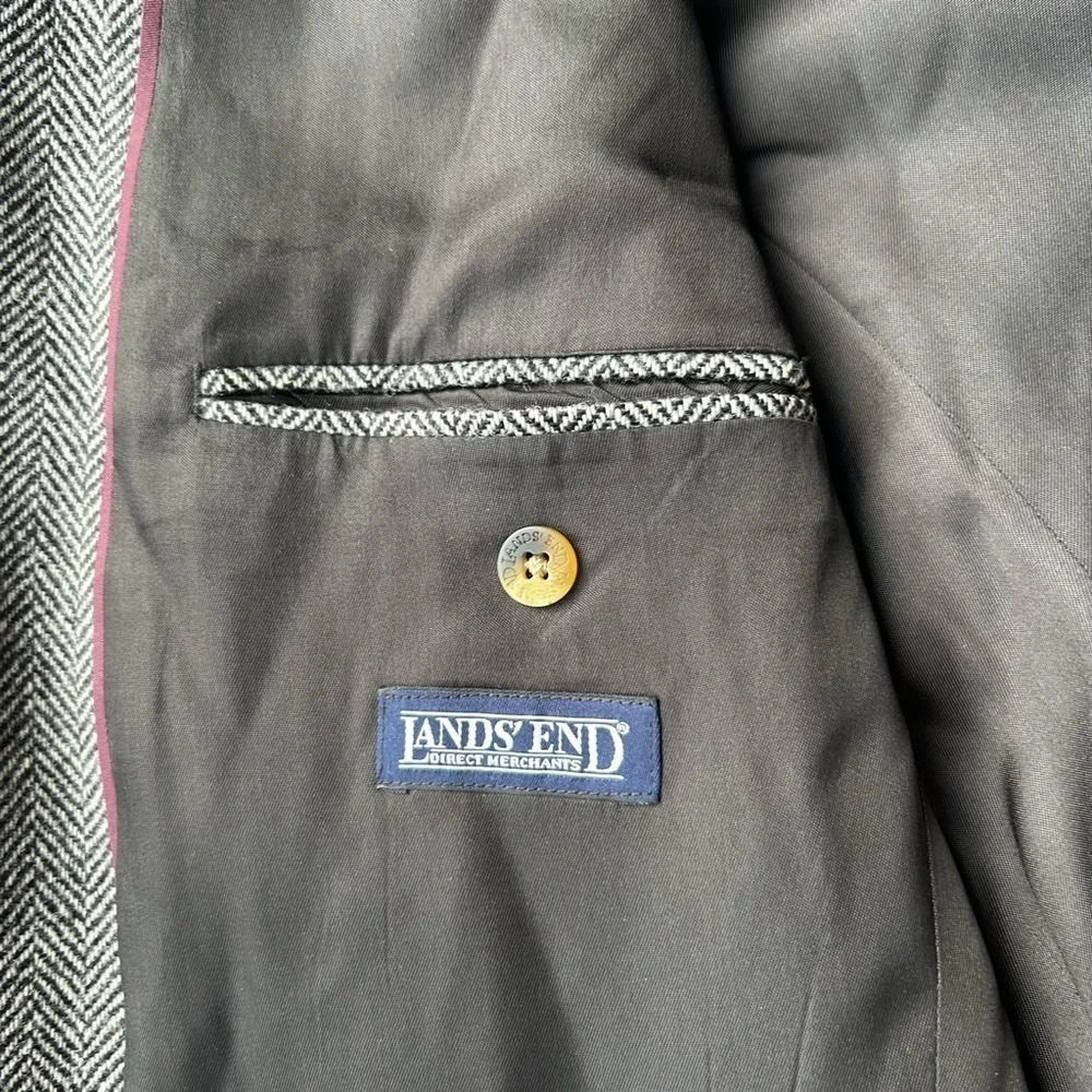 Land’s End Pure Wool Herringbone Tweed Blazer - Picture 8 of 16
